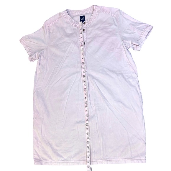 GAP Womens Popover Dress Size L Short Sleeve Button Down Light Salmon Pink Color - Picture 2 of 5